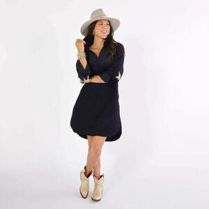 Caryn Lawn Preppy Dress Corduroy Black Star Elbow Patch One Size NWT Whimsy